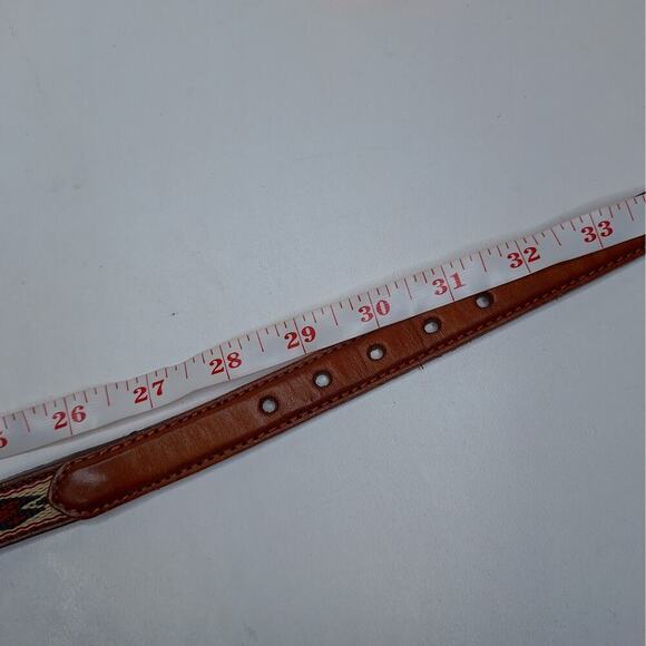 Vintage Justin Concho Western Belt Women's 28 Leather Woven Silver Southwestern - Picture 14 of 15